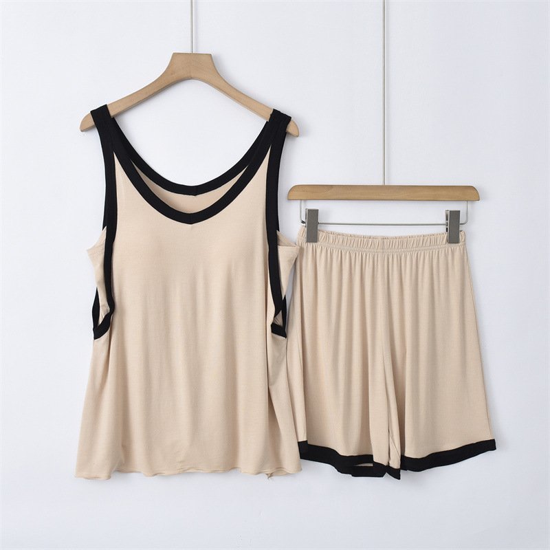 Women's Sets Modal Two piece set of chest padded vest and shorts Two piece set of oversized pajamas Womens clothing