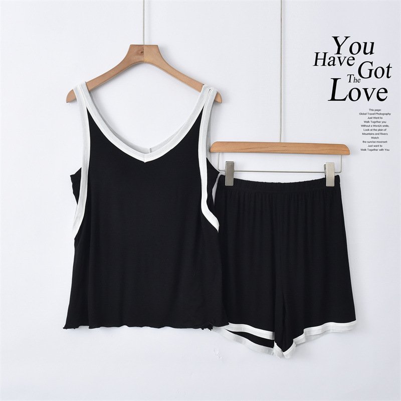 Women's Sets Modal Two piece set of chest padded vest and shorts Two piece set of oversized pajamas Womens clothing