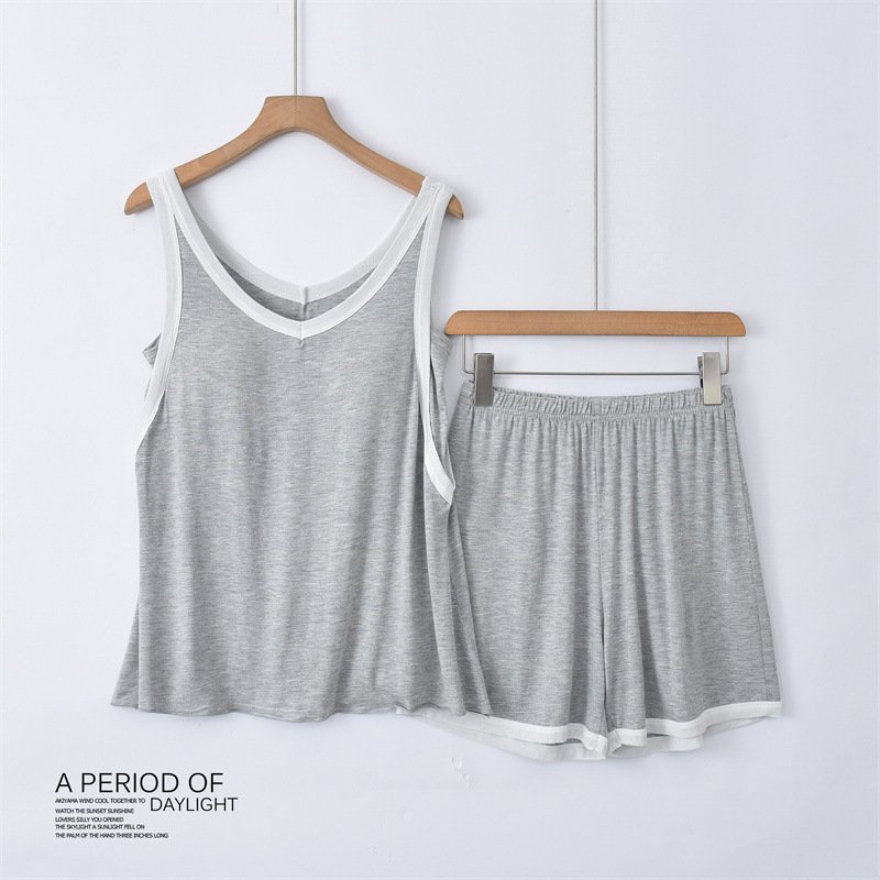 Women's Sets Modal Two piece set of chest padded vest and shorts Two piece set of oversized pajamas Womens clothing