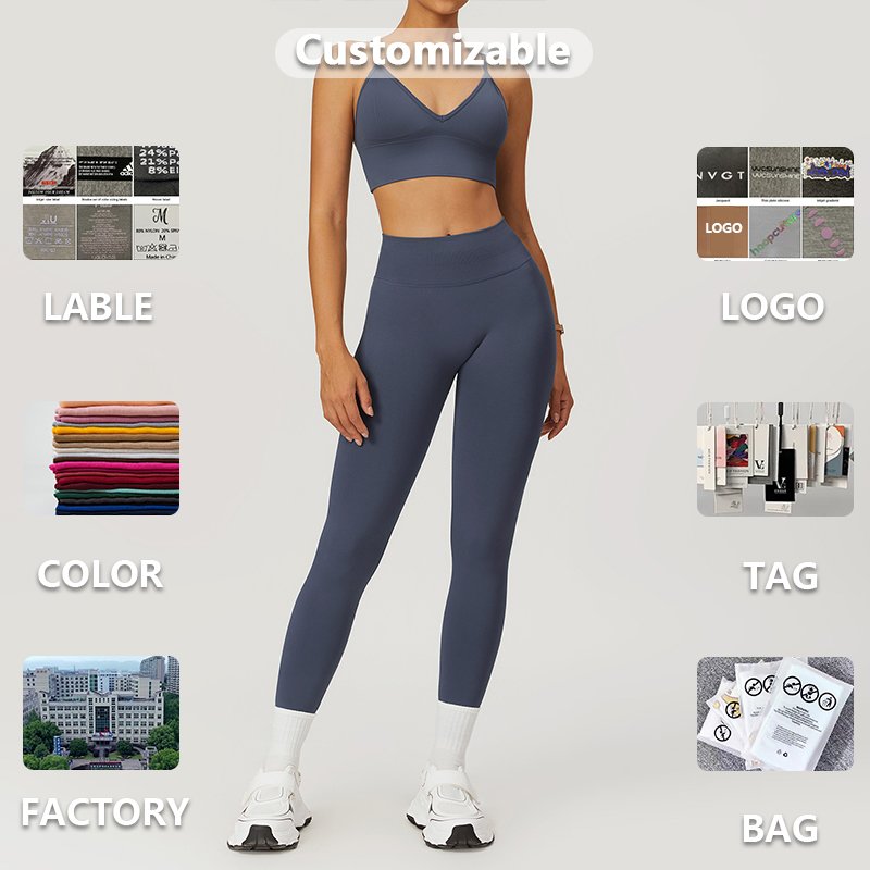 Yoke New Style V-neck Cross Elastic Scrunch Design Beautiful Backless Sportswear Plus Size Gym Fitness Yoga Women's Sets