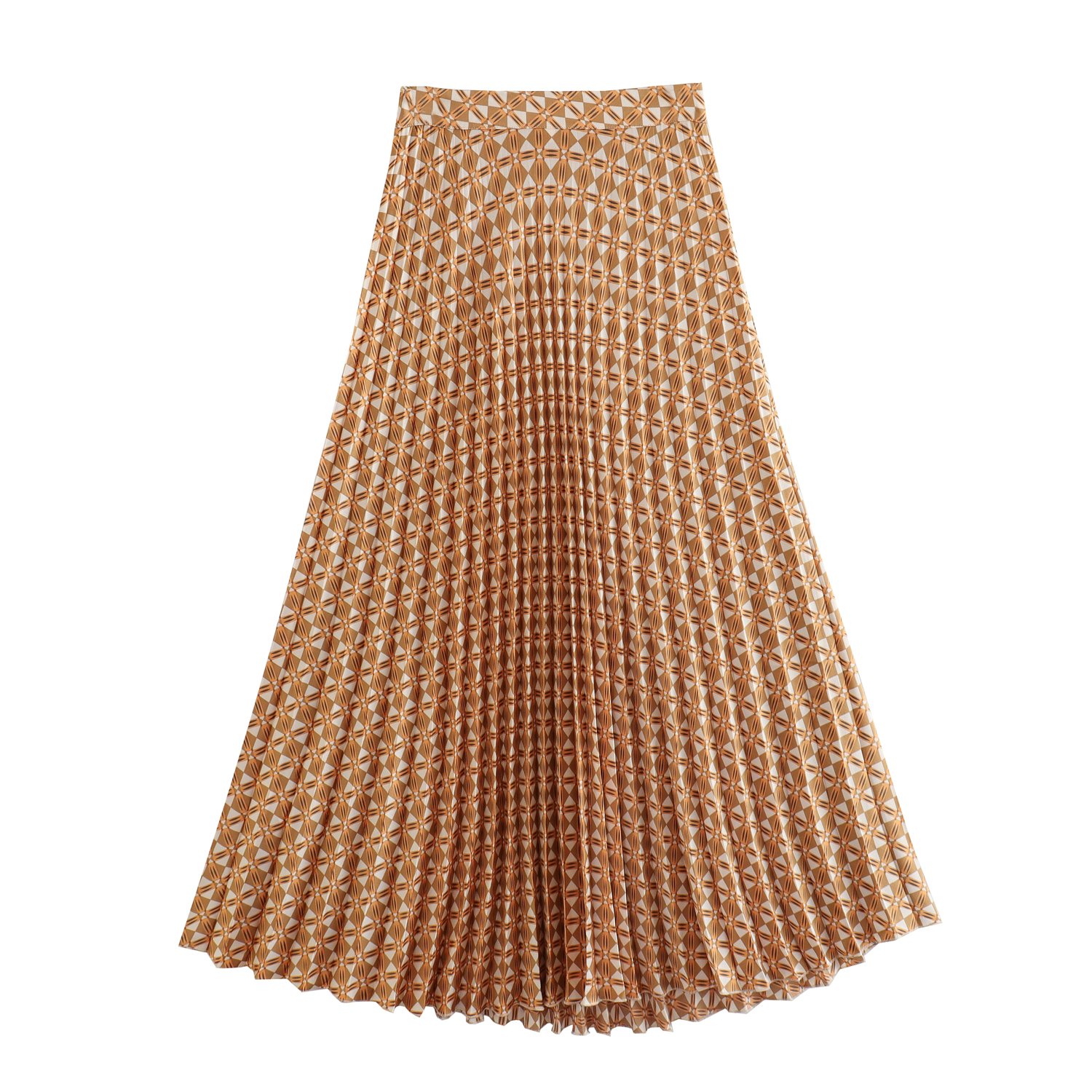 Notched collar sleeveless crop top pleated multi color print long skirt women's casual 2 piece set