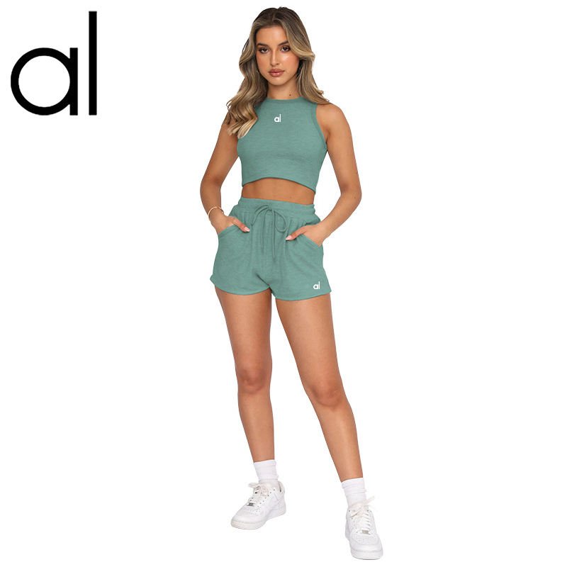 AL Yoga Summer new women's fitness running shorts set