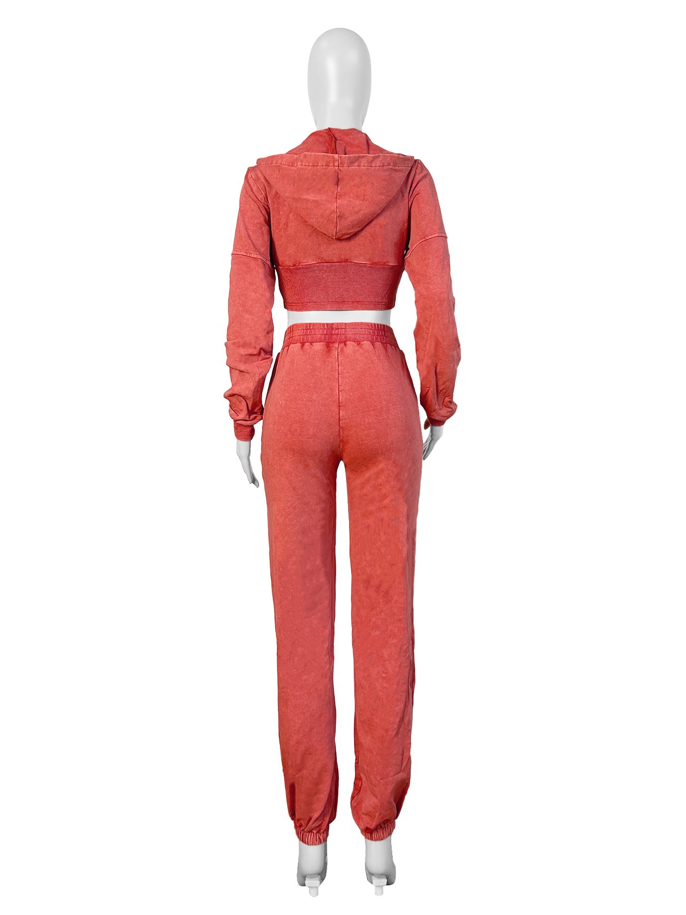 Fall Women's Sets Acid Washed Zip Up Wide High Waist Jogger Pants Corset Crop Top Hoodie Women Jogger 2 Piece Sweatpants Set