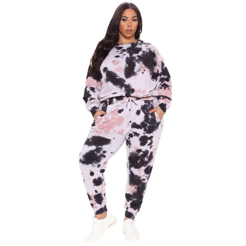 Female Clothes Autumn 2 Piece Training Tracksuit Tie Dye Personalized Sportswear High Street Fashion Causal Terry Women's Sets