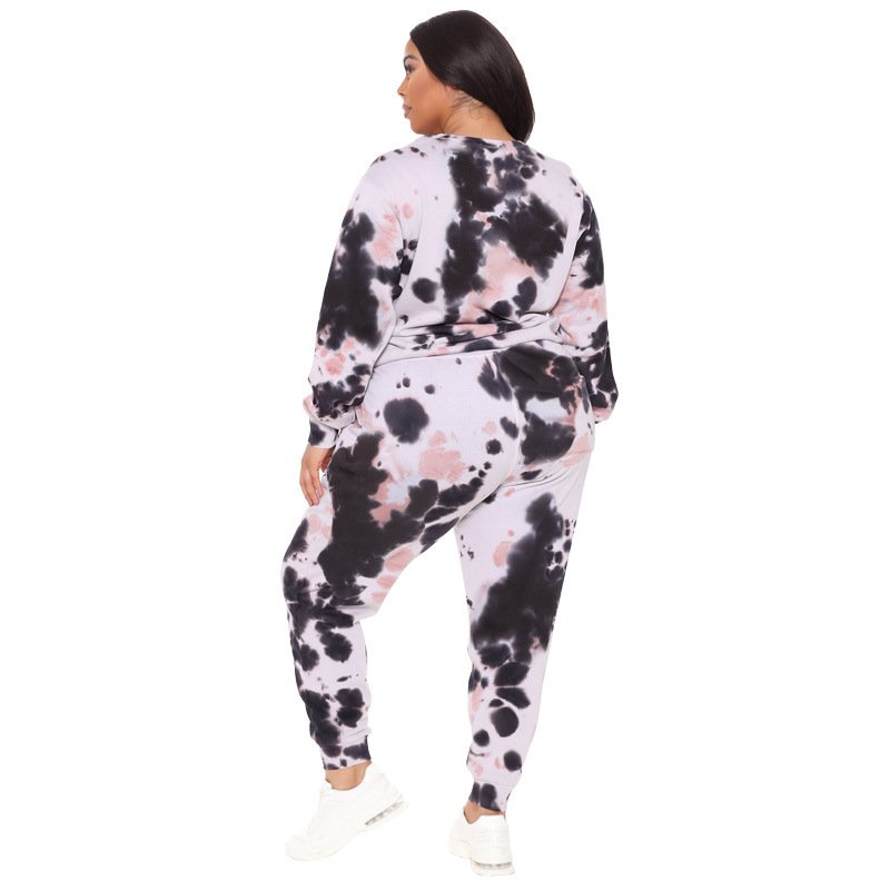 Female Clothes Autumn 2 Piece Training Tracksuit Tie Dye Personalized Sportswear High Street Fashion Causal Terry Women's Sets