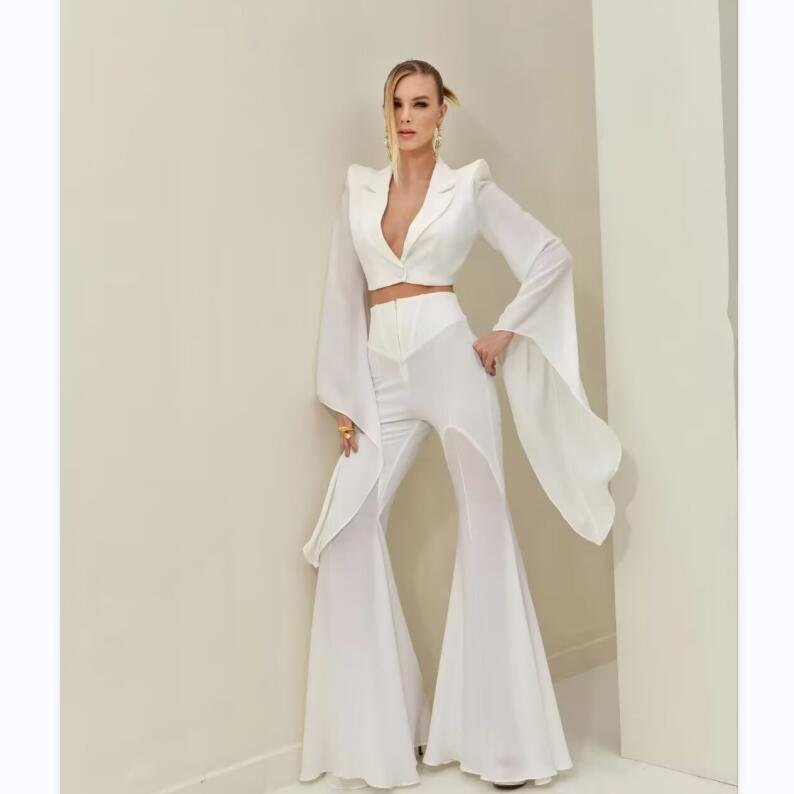 A9023 Factory Manufacturer 2024 Latest Fashion Short Jacket Long Pants Suit Elegant Casual Ladies Women Suit