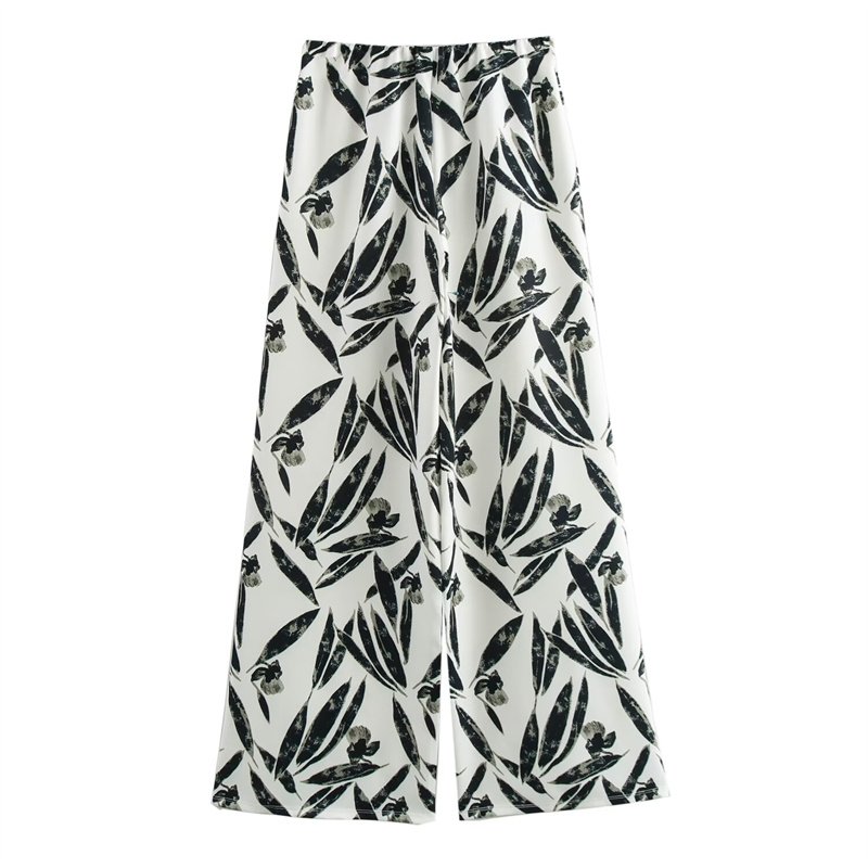 TAOP&ZA women's clothing 2024 early autumn new print wide-leg loose comfortable casual trousers 3644630 3644629