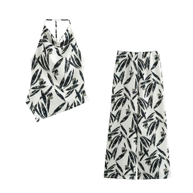 TAOP&ZA women's clothing 2024 early autumn new print wide-leg loose comfortable casual trousers 3644630 3644629