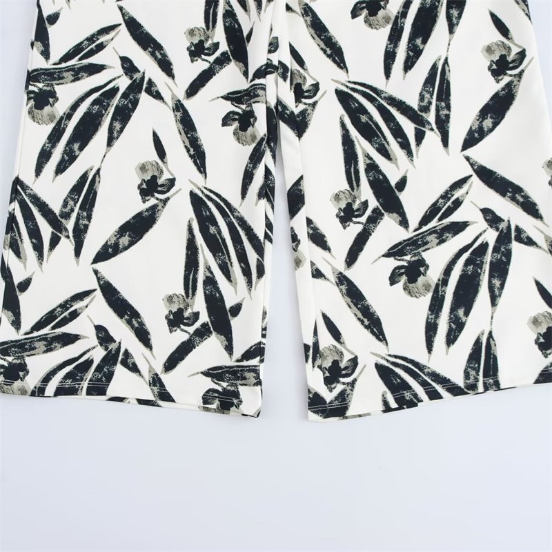 TAOP&ZA women's clothing 2024 early autumn new print wide-leg loose comfortable casual trousers 3644630 3644629