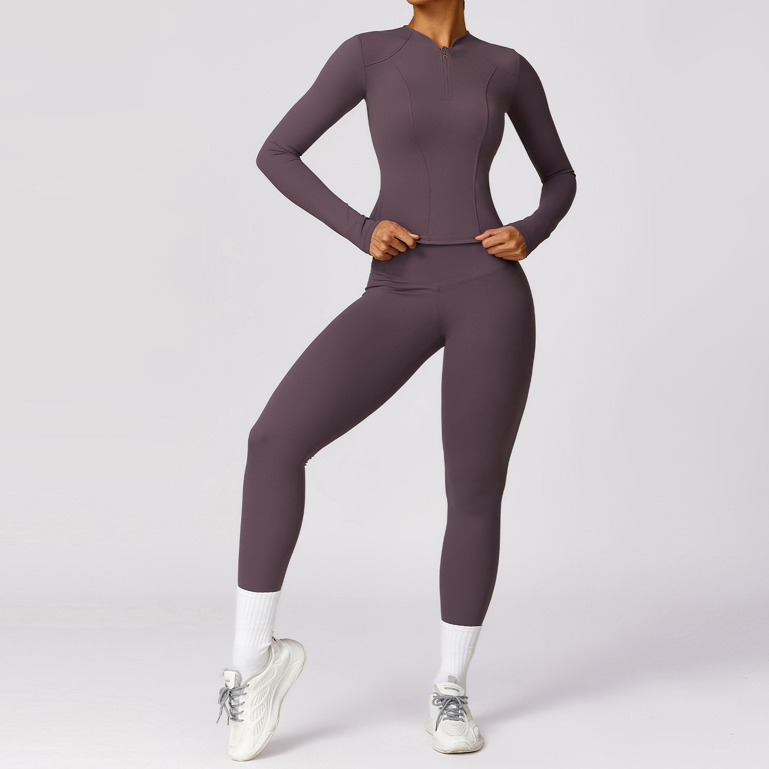 Women 4pcs Yoga Set Long Sleeve Workout Jacket Running Outfits Sports Suit Athletic Exercise Clothes Gym Fitness Sets