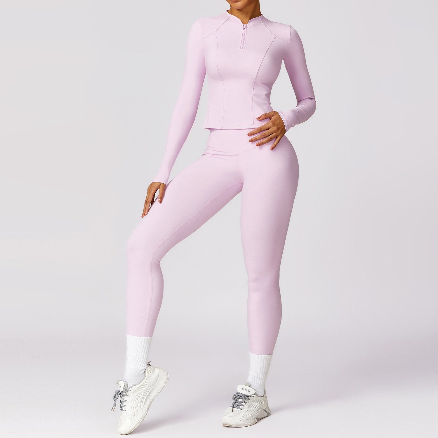 Women 4pcs Yoga Set Long Sleeve Workout Jacket Running Outfits Sports Suit Athletic Exercise Clothes Gym Fitness Sets