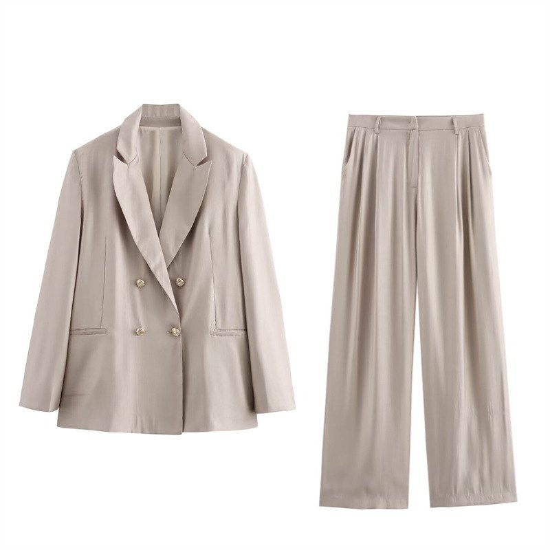 TAOP&ZA women's clothing 2024 summer new style bright effect casual wide-leg pleated pants straight trousers 3199341 3202341