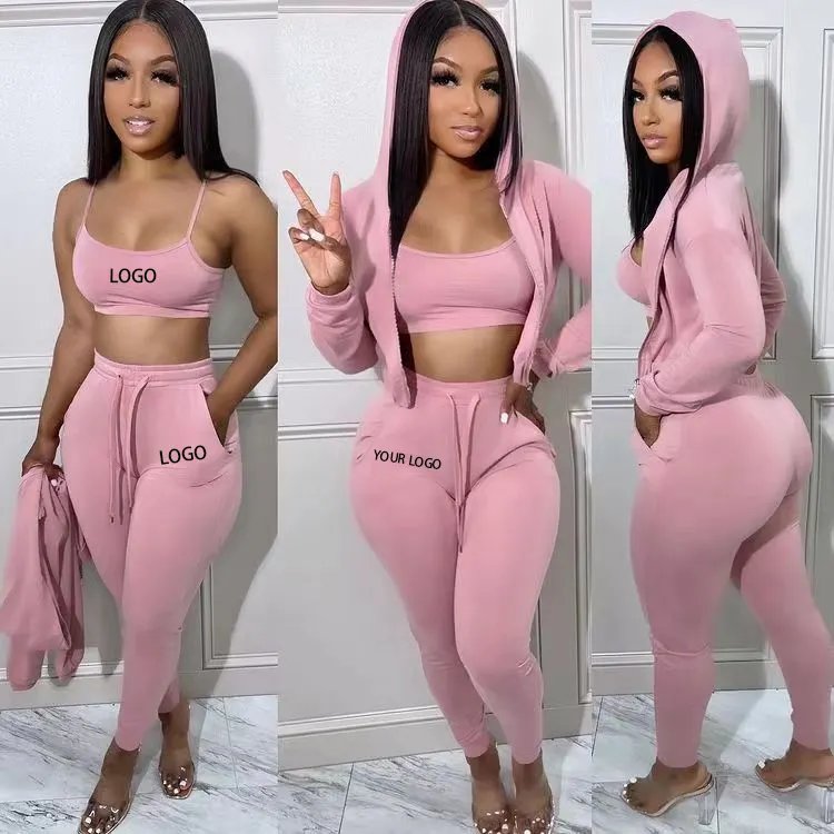 2023 Spring Wholesale OEM Custom Logo Fashion Casual Set For Ladies Two Piece Set Custom Spring Women Clothing 3 Piece Set Women