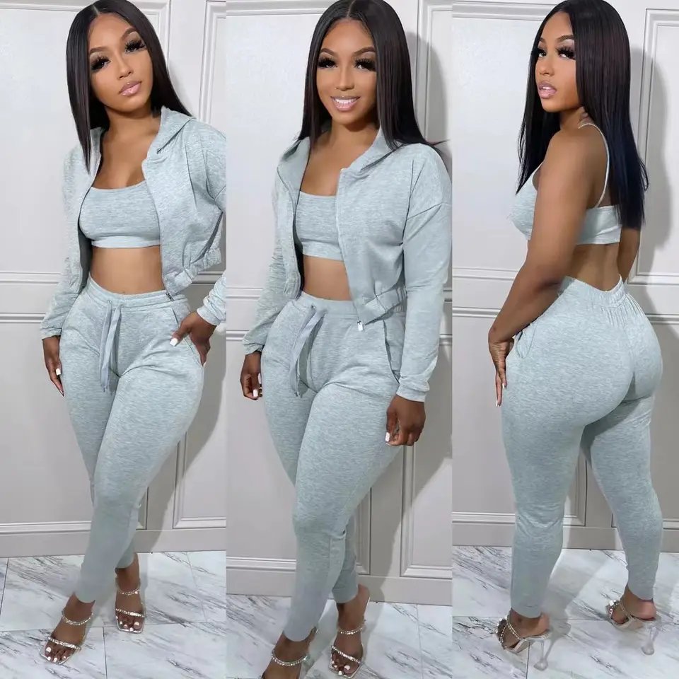 2023 Spring Wholesale OEM Custom Logo Fashion Casual Set For Ladies Two Piece Set Custom Spring Women Clothing 3 Piece Set Women