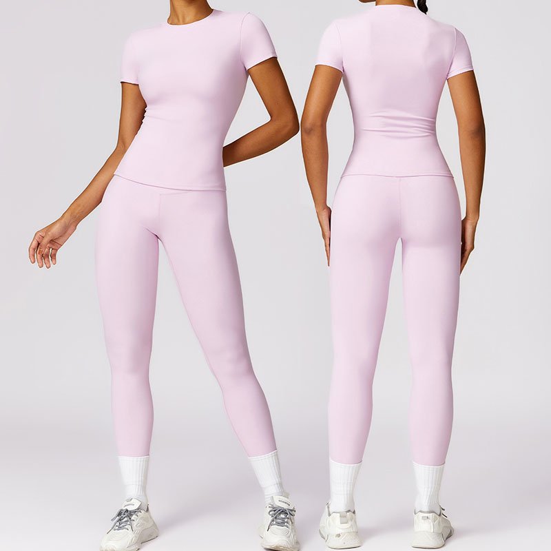 Casual women's clothing set sports gym workout set for women outfit blank plain leggings t shirt set for women summer suit