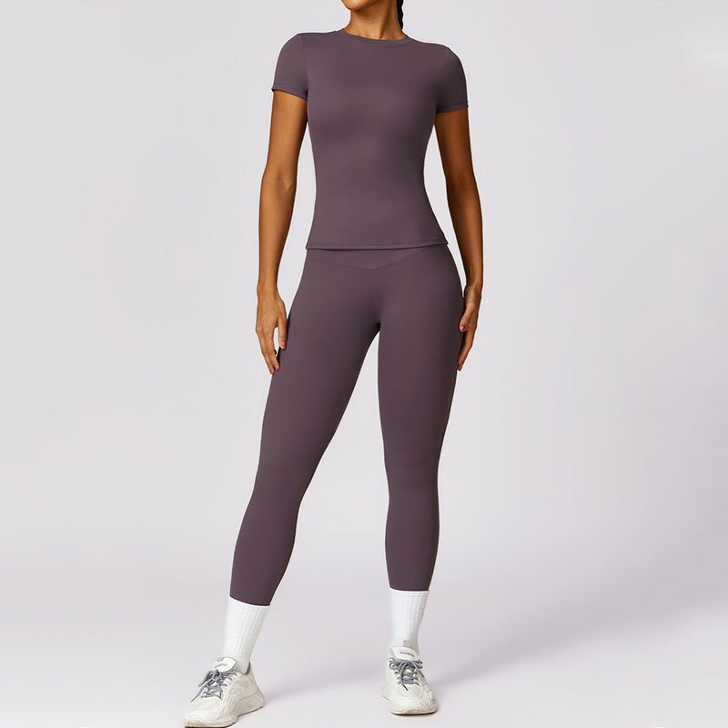 Casual women's clothing set sports gym workout set for women outfit blank plain leggings t shirt set for women summer suit