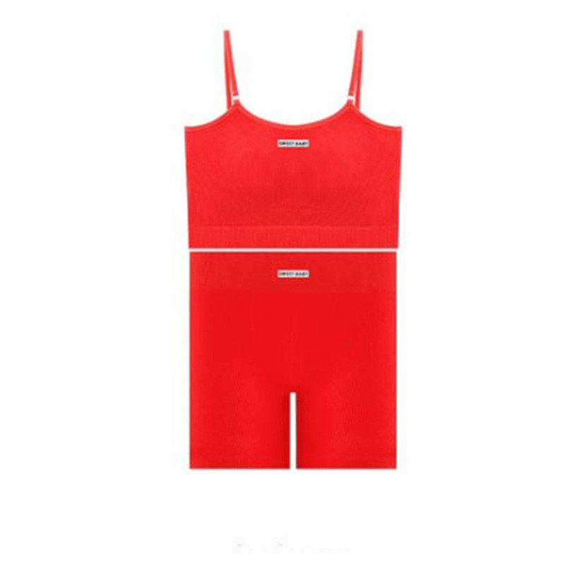 2024 Women's Casual Crop Tank Top High Waist Slim Shorts Yoga Set Factory Price Navel Vest High Waist Tights Leggings Sexy