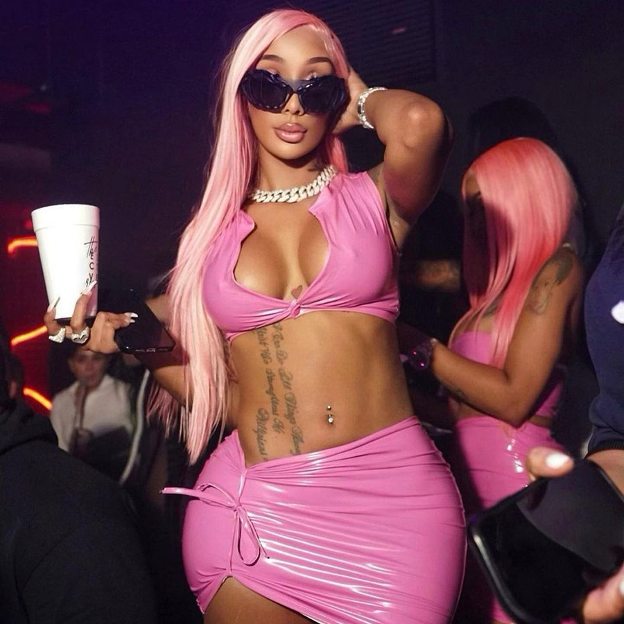 Fashion Clothes Slit Fit Leather Tank Top Match Skirt Sexy Club Party Outfit Women Two Piece Set
