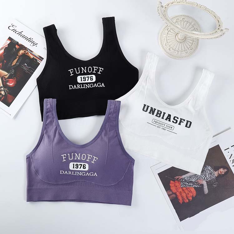 Bulk Price Comfortable 2-Piece Bra Set with Wide Strap Letters for Sporty Affordable Women's Comfort
