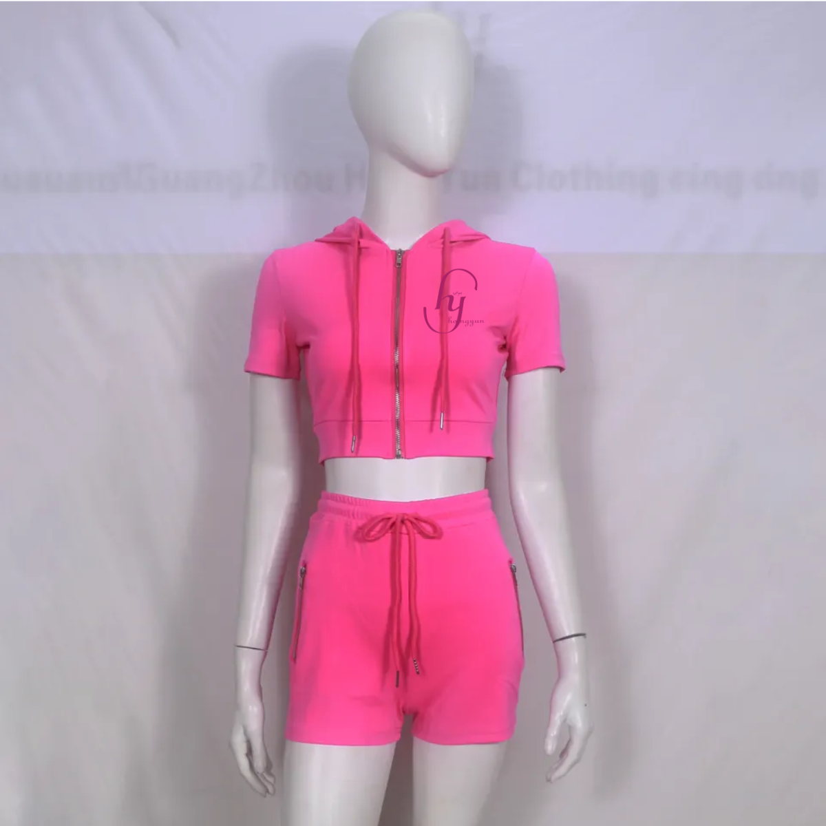 summer two piece set women clothing custom logo outfits shorts crop top 2 piece set women casual women's sets