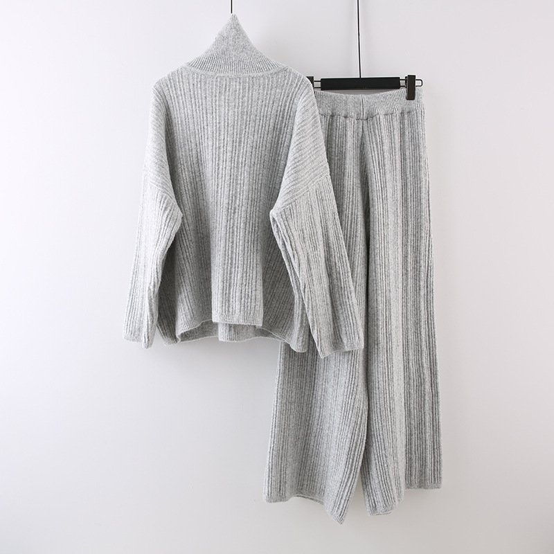 Wholesale 2024 Autumn New Style Fashionable Temperament Casual Lazy Style Retro Loose Sweater Pants Women's Set