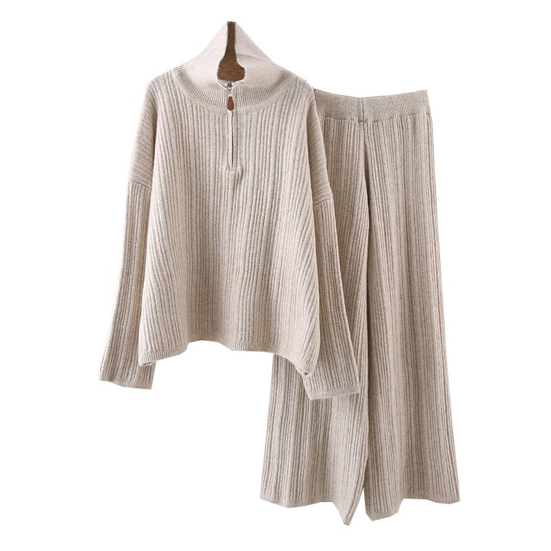 Wholesale 2024 Autumn New Style Fashionable Temperament Casual Lazy Style Retro Loose Sweater Pants Women's Set