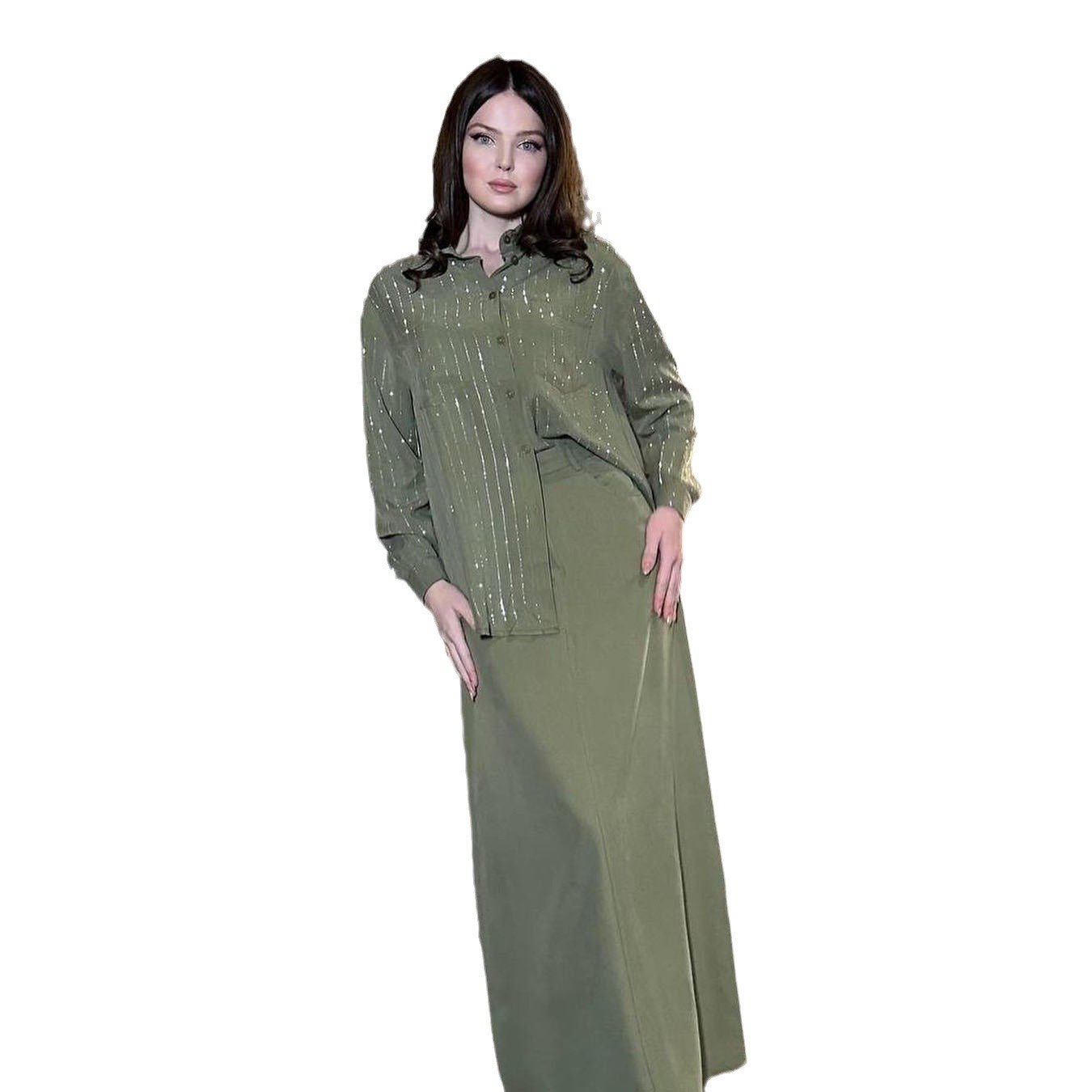 Boutique Wholesale 2024 Autumn European and American New Fashion Long Sleeved Suit Shirt Half Skirt Casual Women's Set