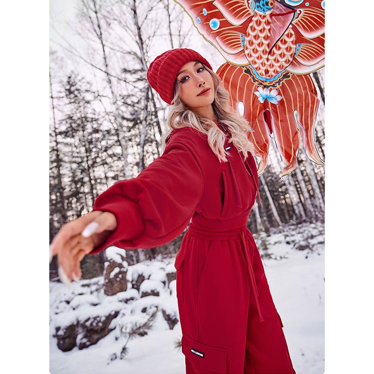 OEM Sportswear Fall Winter Clothing 2 Piece Cargo Sweatpants And Hoodie Set Fleece Women's Tracksuit Suits 2 Piece Clothing Set