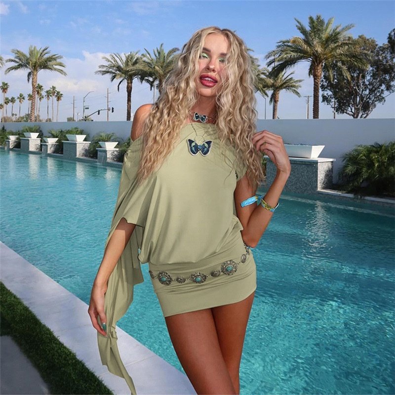 JY new summer slant shoulder sleeveless crop top and mini skirt 2 piece set solid bodycon sexy casual women's set
