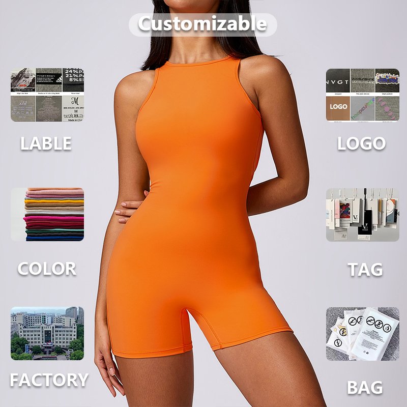 XW-CLT8697 New Custom One Piece Yoga Fitness Workout Sets Women Sportswear Backless Scrunch Butt Jumpsuit For Women