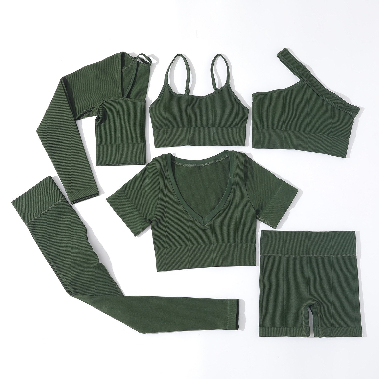 Custom Logo 6 Piece Women Sportswear Active Fitness Sport Suit Seamless Yoga Sets Workout Gym Clothing