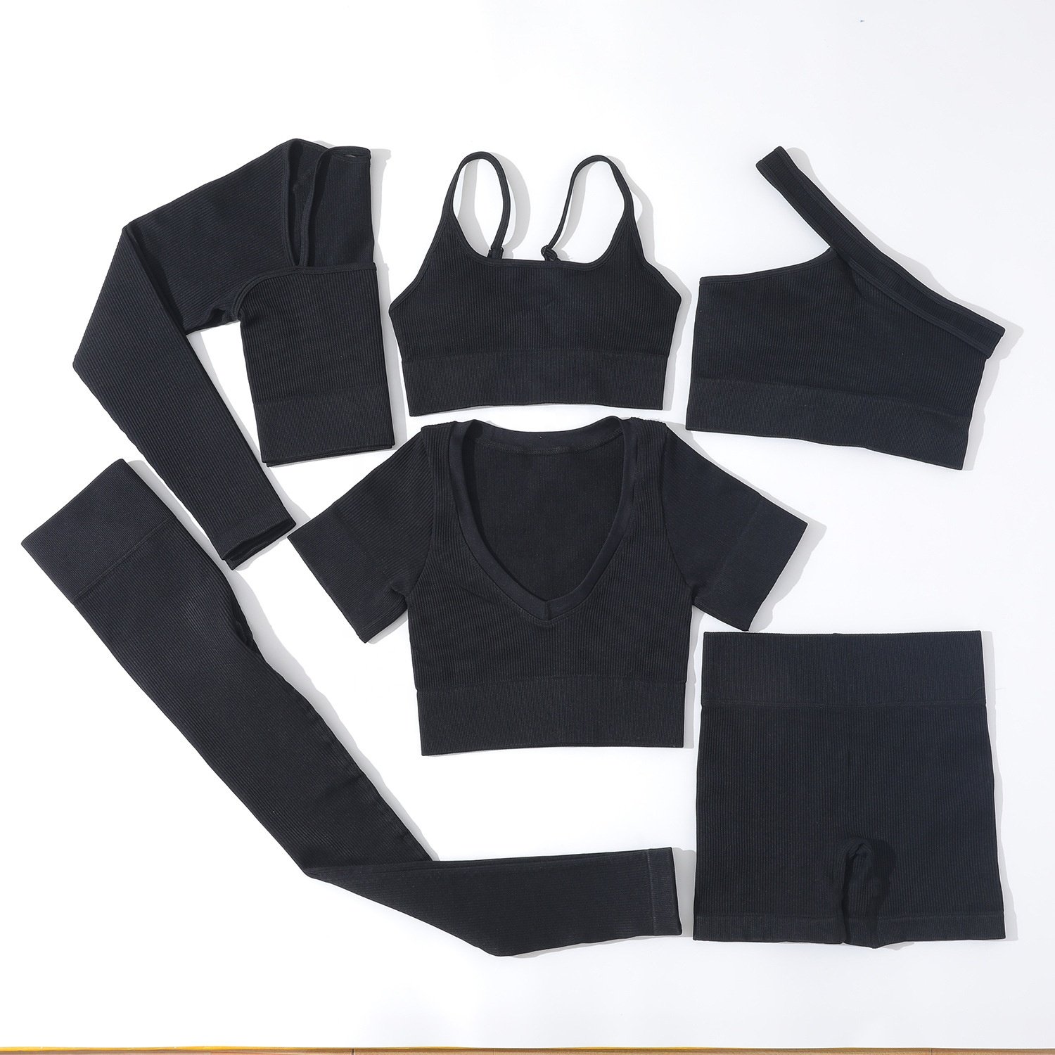 Custom Logo 6 Piece Women Sportswear Active Fitness Sport Suit Seamless Yoga Sets Workout Gym Clothing