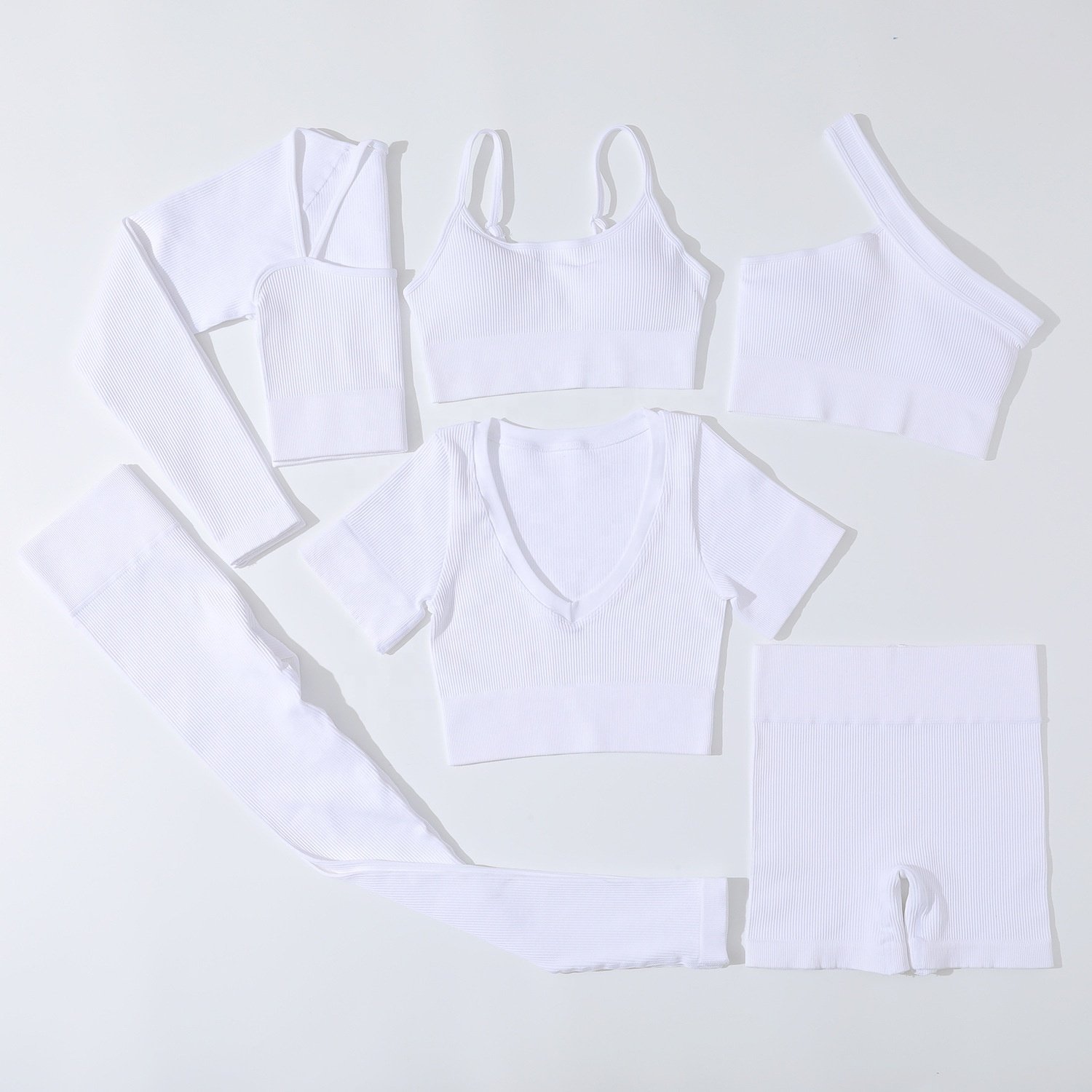 Custom Logo 6 Piece Women Sportswear Active Fitness Sport Suit Seamless Yoga Sets Workout Gym Clothing