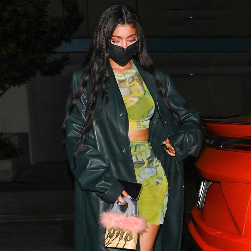 Spring Summer New Women's Skirt Set Short Sleeve Tight Hip Full Printing Green Color Sexy 2 Piece Set Women Shorts Set