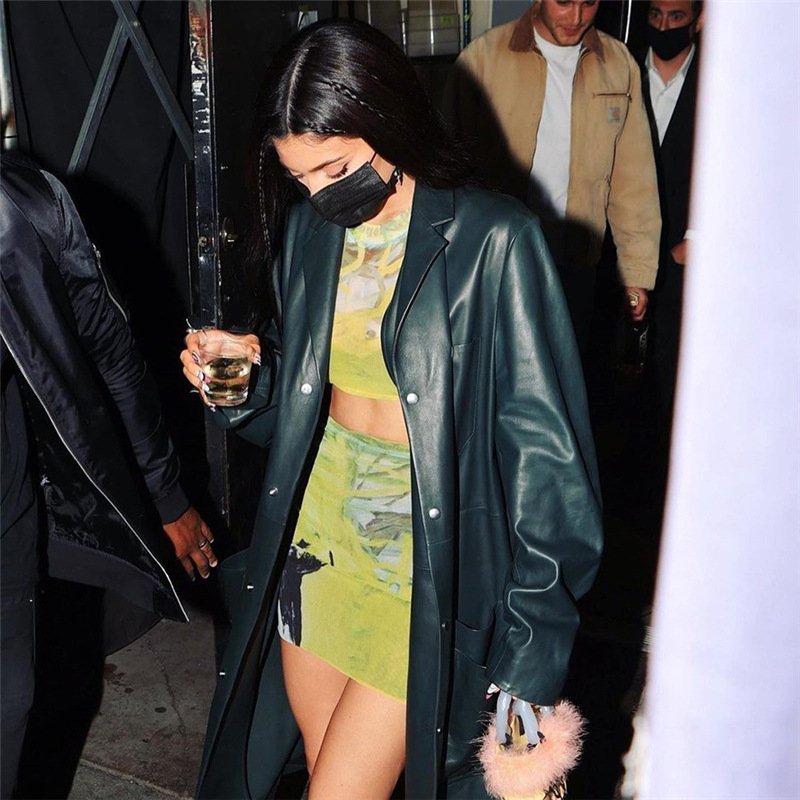 Spring Summer New Women's Skirt Set Short Sleeve Tight Hip Full Printing Green Color Sexy 2 Piece Set Women Shorts Set