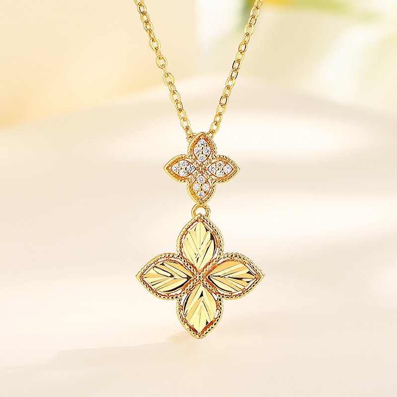 Classic Clover fashion jewelry Necklace bracelet ring earrings sets gold plated jewelry women girl jewelry set