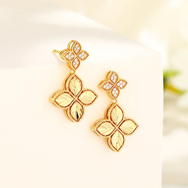 Classic Clover fashion jewelry Necklace bracelet ring earrings sets gold plated jewelry women girl jewelry set