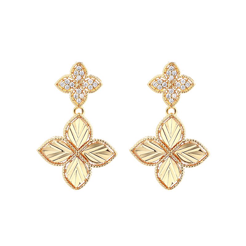 Classic Clover fashion jewelry Necklace bracelet ring earrings sets gold plated jewelry women girl jewelry set