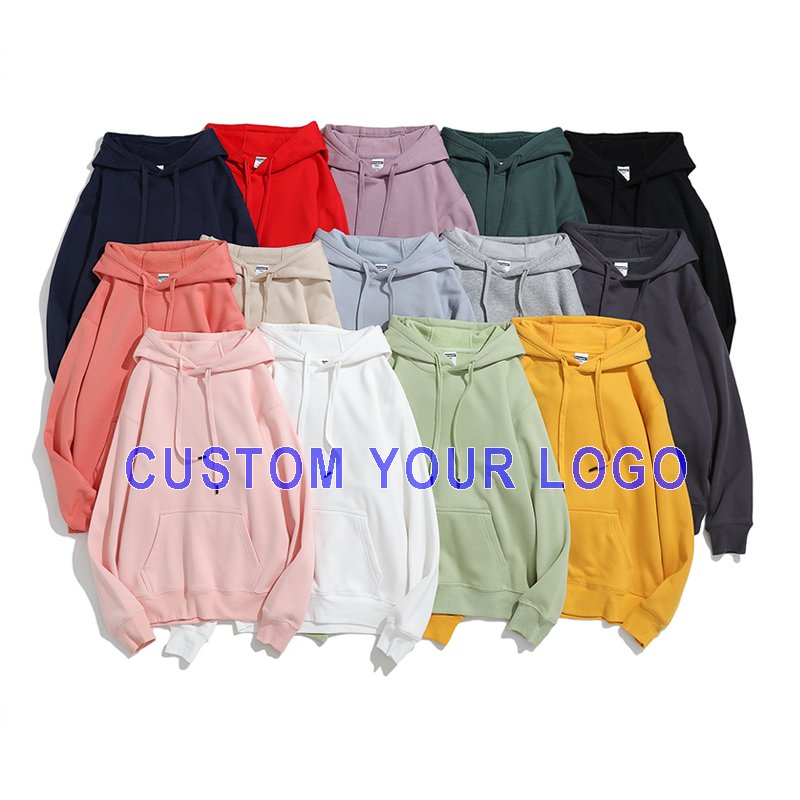 Wholesale Black Unisex Custom Heavyweight Hoodies Embroidered Men'S Hoodies Premium Cheap Blank Fleece Cotton Hoodie