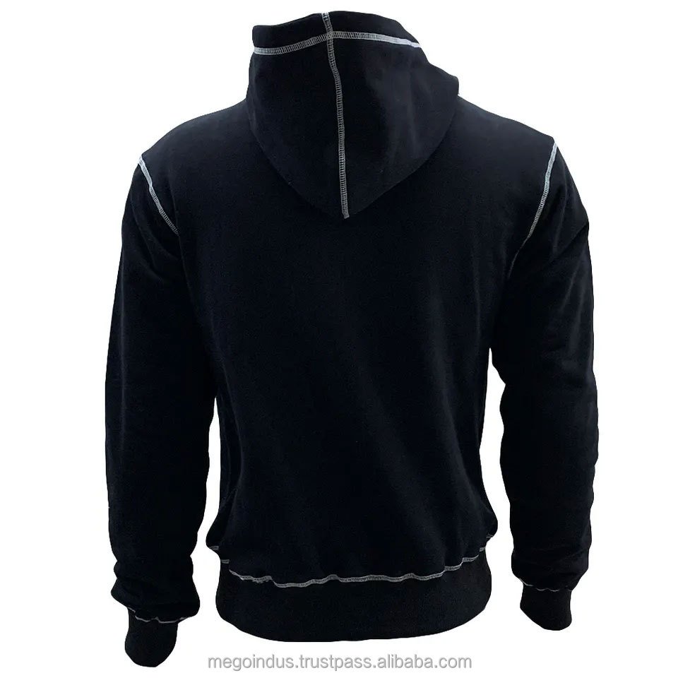 Men's Hoodies Custom Logo Men Hooded Printed Sweatshirt Casual Hoodies Heavyweight Cotton Fleece Contrast Stitch Hoodie