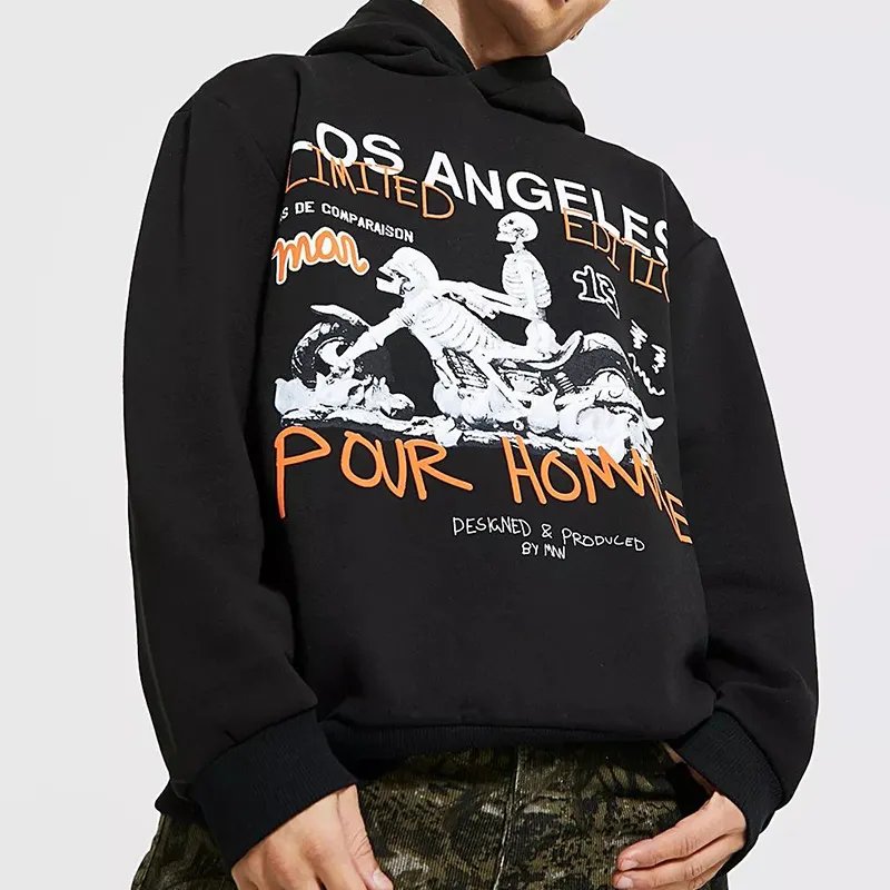 Custom manufacturer Design High Quality 100% Cotton Puff Printing Cropped Hoodies Wholesale Men's Oversized plain hoodies