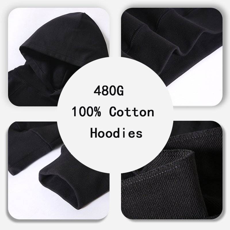 H5364 Hoodies Manufacturers Custom 480g 100% Cotton French Terry Unisex Hoodies No String Men's Hoodies