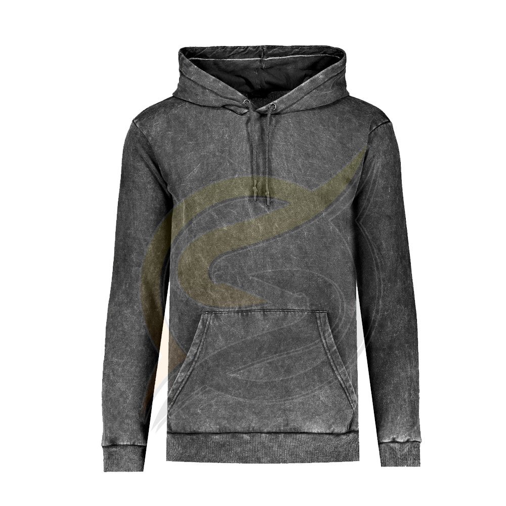 OEM Wholesale Custom Acid Wash Hoodie 100% Cotton Pullover Men's Hoodie For Sale