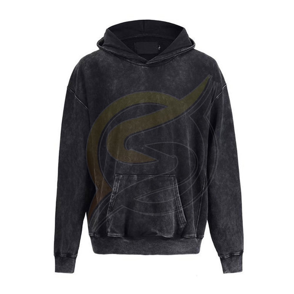 OEM Wholesale Custom Acid Wash Hoodie 100% Cotton Pullover Men's Hoodie For Sale