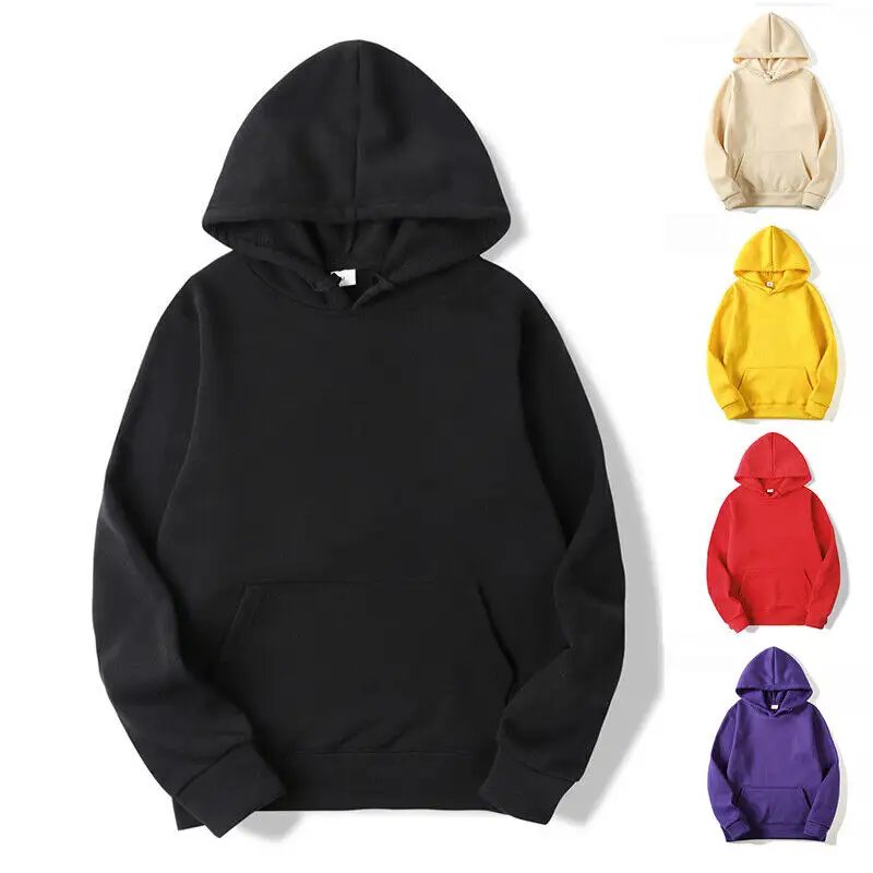 Men's Hoodie Sweatshirts 100% cotton Solid color Red Black Gray Pink Hooded Hip Hop fleece men's Hoodie Streetwear hoodie