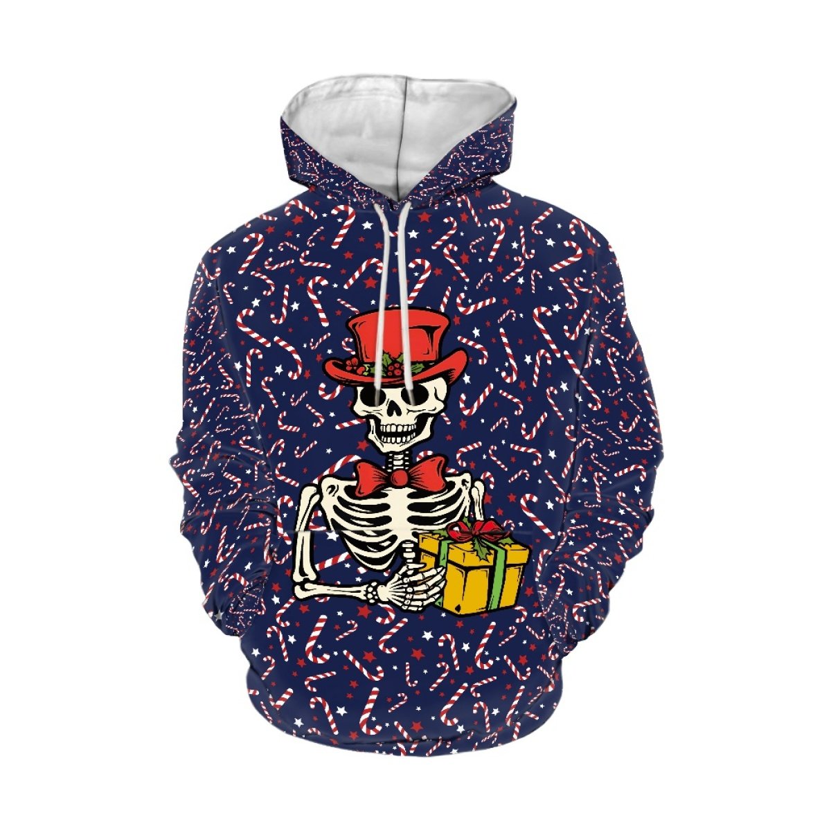 New Design Merry Christmas Digital Sublimation Cute Skull Printing Unisex Hoodies and Sweatshirt Christmas Men's Hoody