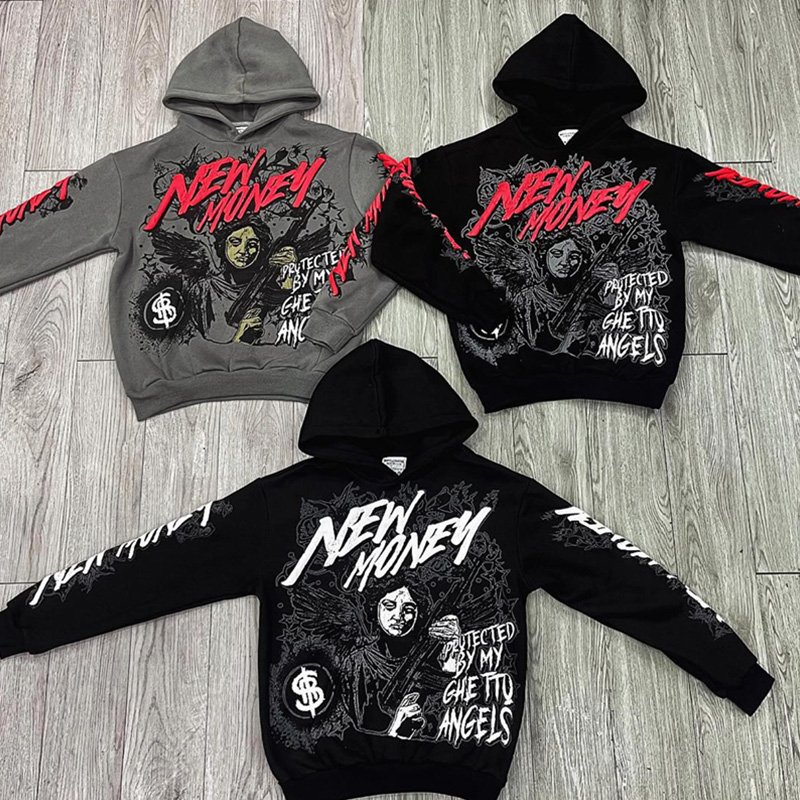 OEM Custom Oversized Hooded Sweatshirts Custom 3D Foaming Puff Printing Men's Pullover Hoodies