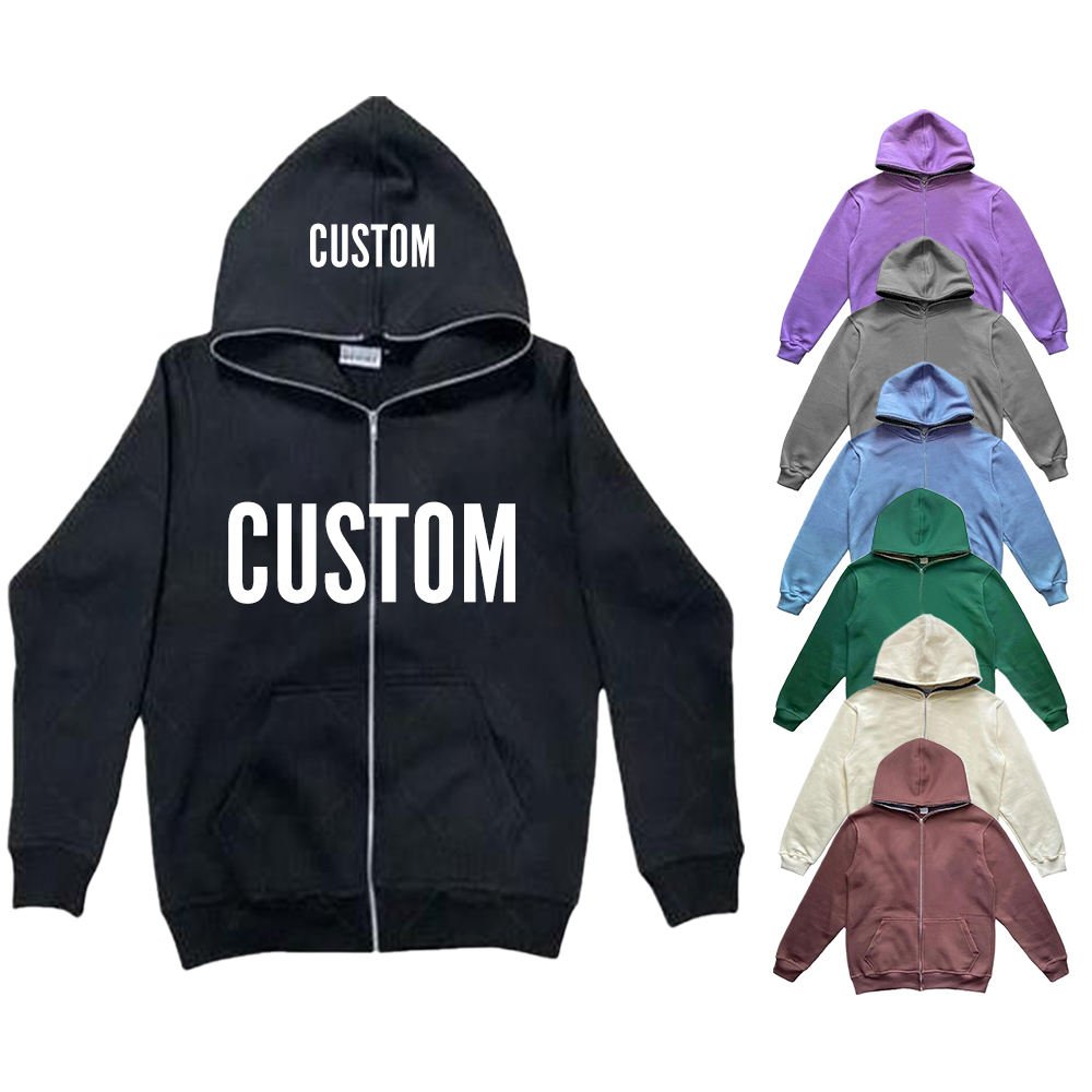 High Quality Long Sleeve Hoodie Custom Logo Full Zip Hoodie Men's 100% Cotton Casual Zipper Men's Hoodie