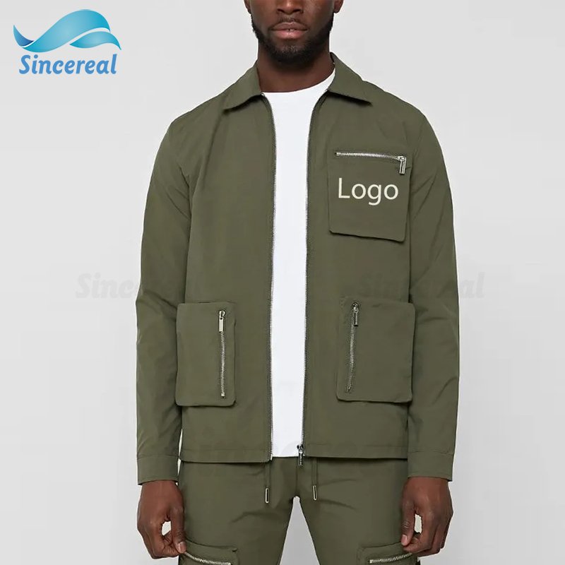 Wholesale Cargo Set Custom Own Logo Two Piece Set Cargo Jacket & Pants Tracksuit for men