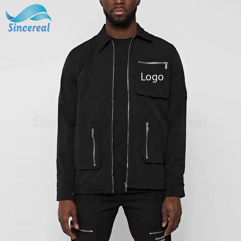 Wholesale Cargo Set Custom Own Logo Two Piece Set Cargo Jacket & Pants Tracksuit for men